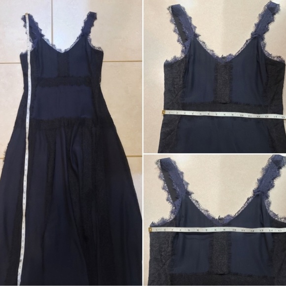 La Ligne | Maggie Lace Slipdress Silk In Midnight Navy Black - Picture 11 of 13
